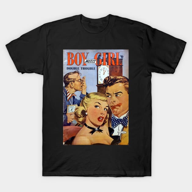 Romance Comic Book Cover - Boy Meets Girl T-Shirt by Slightly Unhinged